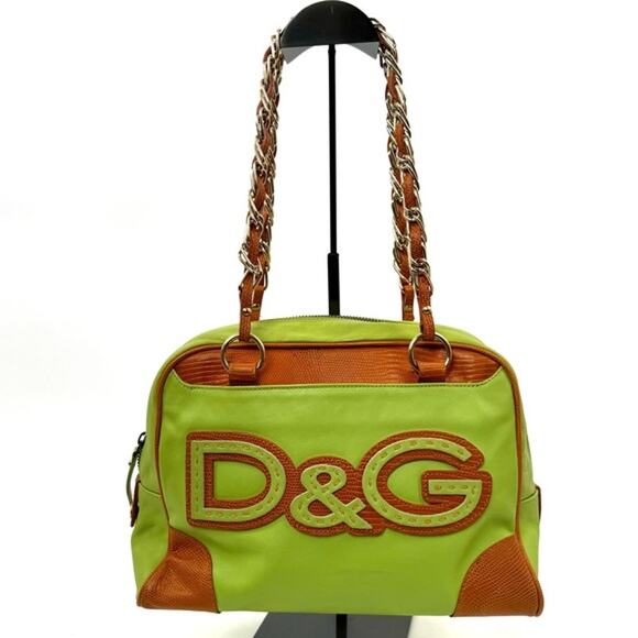 Dolce & Gabbana Runway Green leather w/ Brown exotic leather and gold hardware - Picture 1 of 9